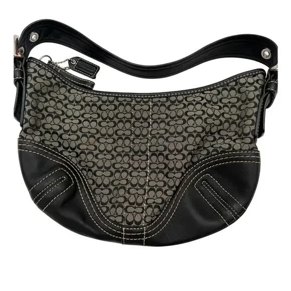 Coach Y2K Soho Hobo Mini Shoulder Bag Purse Signature Logo Black - Picture 2 of 7